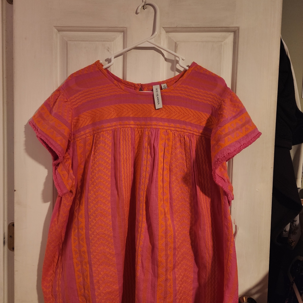 Vibrant Pink and Orange Women's Casual Top